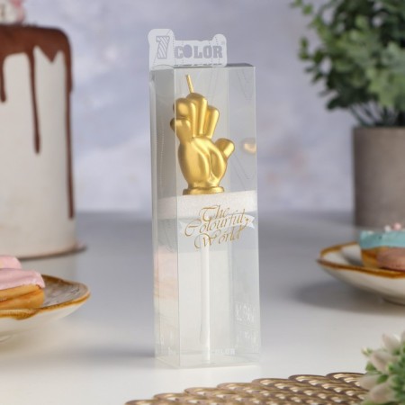 Candle in the cake "I am five", gold, 5 cm-1
