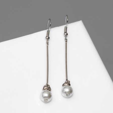 Earrings with pearls "Beads on a stick", white color