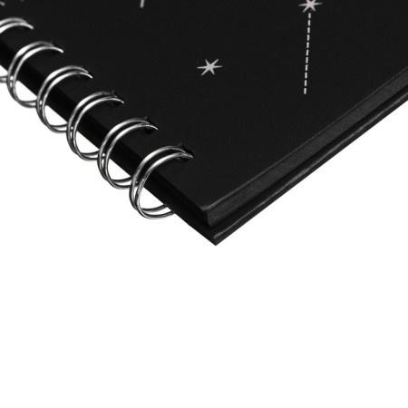 A5 sketchbook, 30 black sheets on the crest, “whale”, solid substrate, density 110 gr., Mix-5