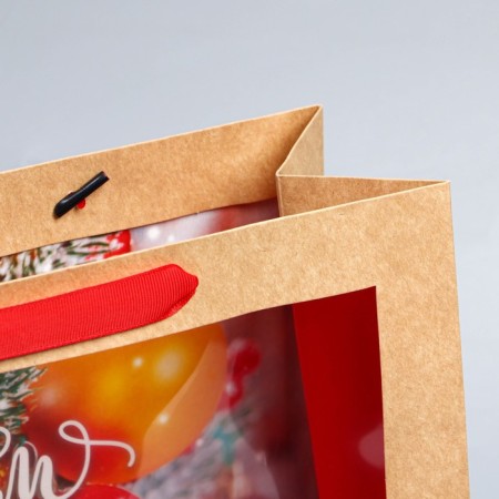 New Year's Craft gift package with a plastic window "Happiness", 31 x 26 x 11 cm, New Year-4