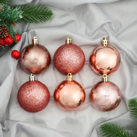 Set of balls plastic D-6 cm, 9 pcs "Camilla" pink