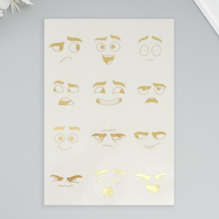 Stickers (stickers) "Smiley" 10x15 cm, color gold, 5-307