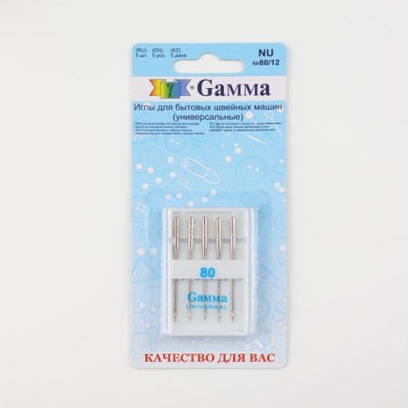 Needles for household sewing machines, universal, No. 80, 5 pcs, nu-3