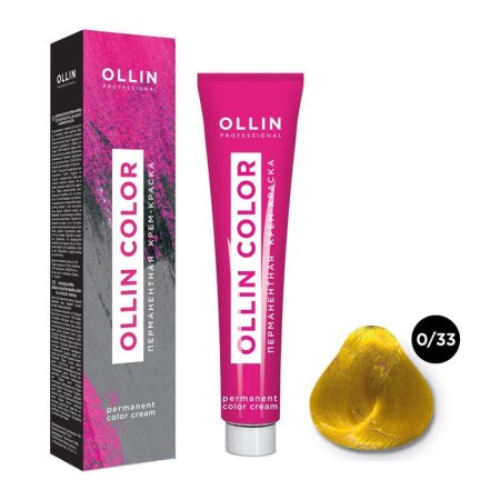 Cream-color hair Permanent Ollin Professional Color, tone 0/33 yellow, 60 ml