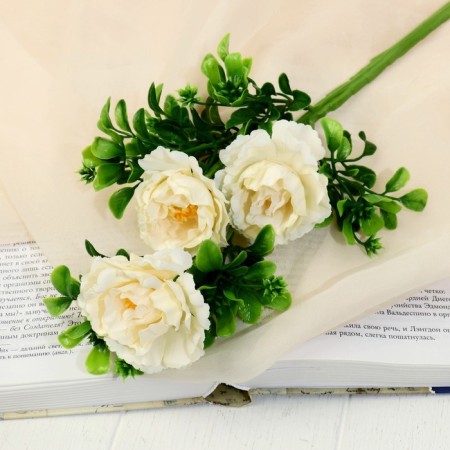 Flowers artificial "Pion Branch" D-6 cm 36 cm, milk
