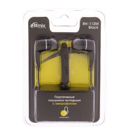 Ritmix RH-112M headphones, vacuum, microphone, 104 dB, 32 Ohm, 3.5 mm, 1.2 m, black-2