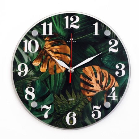 Watching clock, interior "leaves", D-30 cm, silent