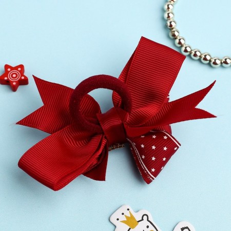 Hair gum "Schoolgirl" Bant Star, 12 cm, red-1