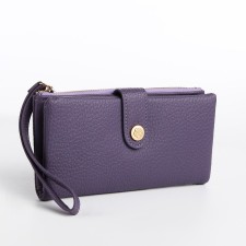 Women's wallet on the button, purple color