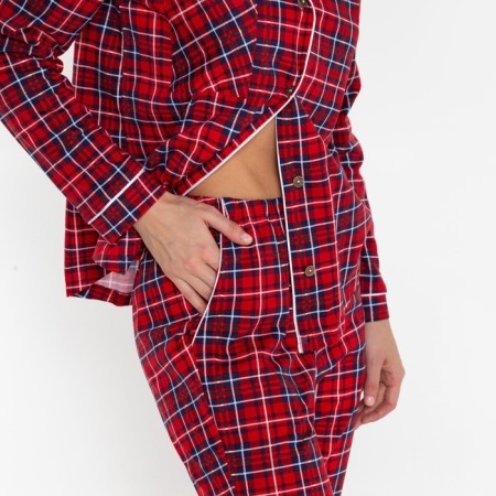 Homemade female set (fufaika/trousers), red color, size 52-4