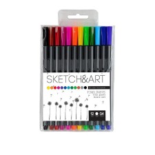 A set of capillary pens 12 colors BASIC, node 0.4 mm, in PVC pocket
