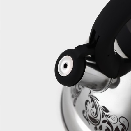 A kettle with a stainless steel whistle “Fainting”, 2.8 liters, a fixed handle, with an indicator of heating-2