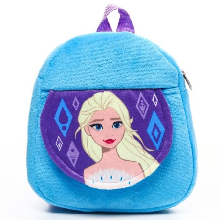 Blue backpack, with a zipper, with a pocket, 19 x 22 cm "Elsa", a cold heart-2