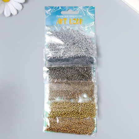 Round size 12/0 "silver, gold, bronze and black" 6 colors x 10 grams