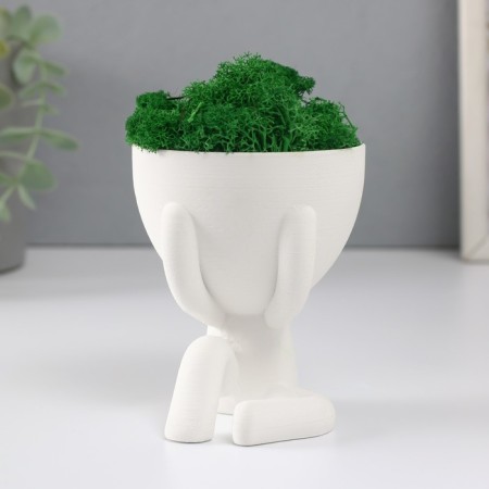 Concrete Kashpo "Mr. Green" hides with moss white 8.3x10x10 cm (moss green stabilizers)