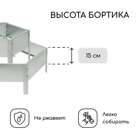 Galled flowerbed, 2 tiers, d = 60–100 cm, h = 30 cm, gray, Greengo-2