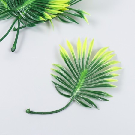 Decor for creativity "Palm leaf on the stem" set 5 pcs Green gradient 8x13.5 cm