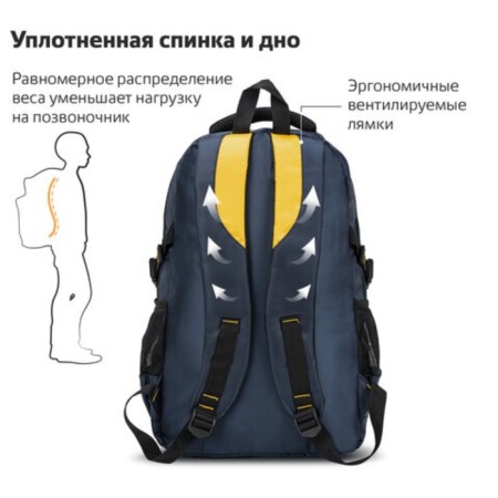 Brauberg Titanium Brauber Universal, 3 compartments, blue, yellow inserts, 45x28x18 cm, 270768-4