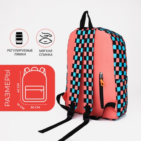 Youth backpack from textiles, 3 pockets, white/pink color-1