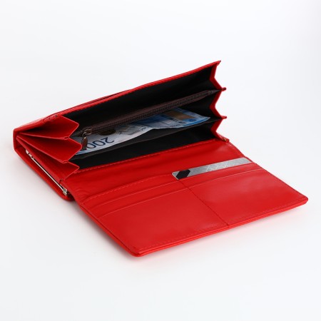 Women's wallet on magnets, red color-4