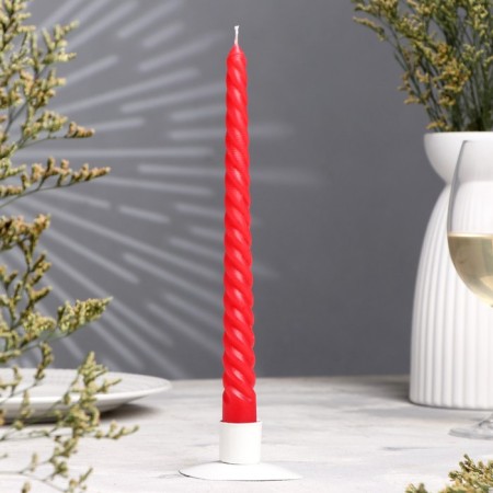 Candle twisted, 2.2x 25 cm, red, "wealth of aroma"