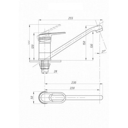 FAUZT FZS-805-130 kitchen mixer, single-leaf, pour length 220 mm, chrome-3