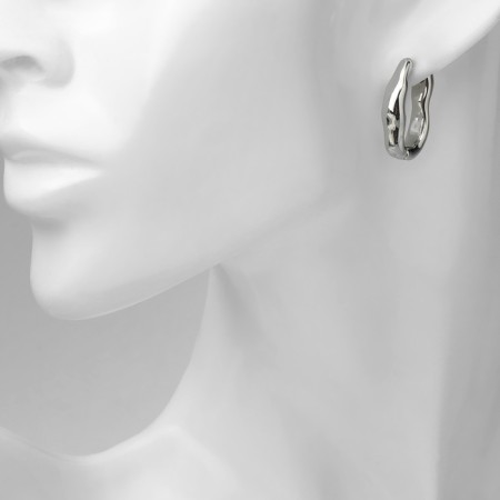 Earrings Metal "Bohemia" Virazh bend, color silver-3