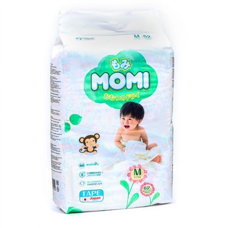 Diapers Momi size m (6-11 kg), 62 pcs