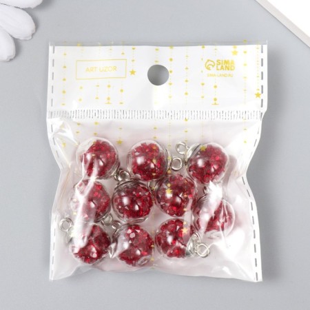 Suspension decorative for creativity glass "ball - pebbles" Bordeaux d = 1.6 cm set 10 pcs-4