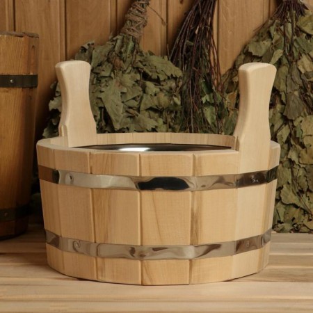 Gang made of linden, 6 liters, with a stainless insert, two -handed-3