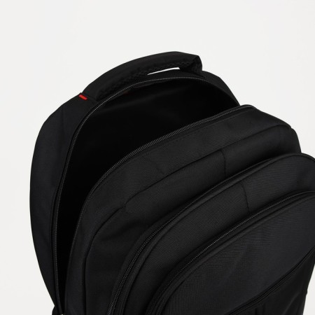Male backpack, Marat, 3 lightning departments, 3 external pockets, black/blue color-5
