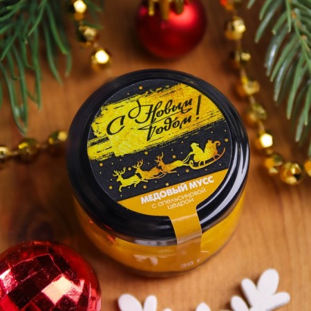 Honey mousse "Golden New Year", with orange zest, 30 g