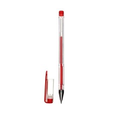 Gel pen, 0.5 mm, red, transparent case