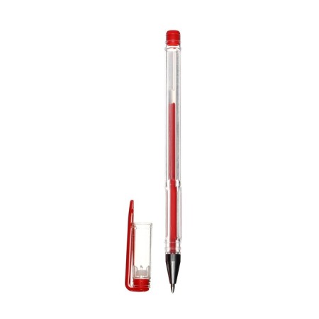 Gel pen, 0.5 mm, red, transparent case