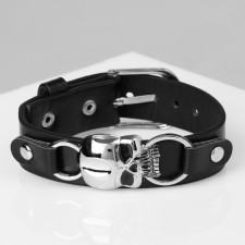 Bracelet Unisex “Burn” Skull, Black color with silver, 26 cm