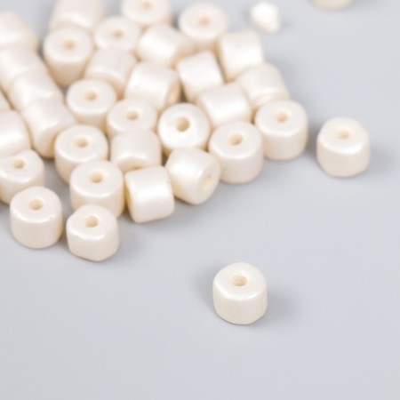 Beads for creativity plastic cylinder "White Lilia" set 20 grams 0.6x0.6x0.5 cm