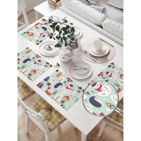 Set of napkins for setting the table "New Year's animals", rectangular, size 32x46 cm, 4 pcs
