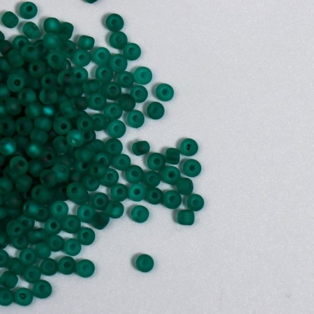 Glass beads 8/0 "matte translucent. Dark green" 10 g