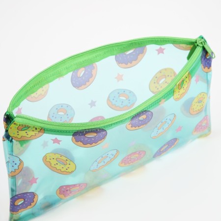 Cosmetic bag-penete on zipper, PVC, green color-2
