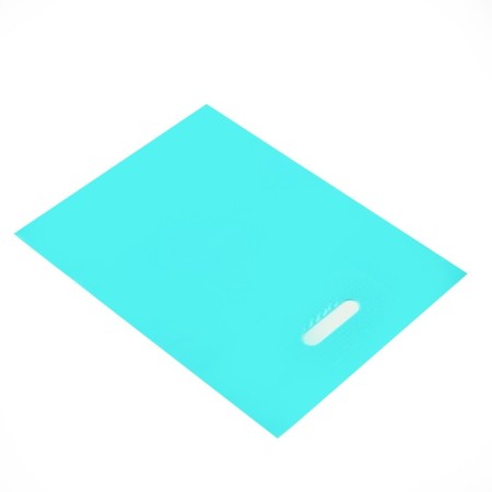 Polyethylene package with a cut handle, turquoise 40-50 cm, 30 μm-1