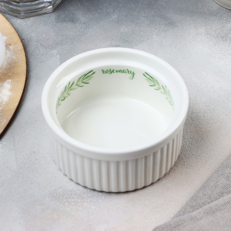 Ramekin ceramic "leaves", 9.5 x 4.5 cm, 200 ml, white color-2