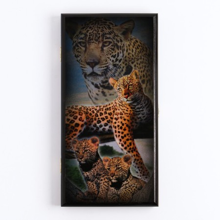 Narts "Leopard", wooden board 40 x 40 cm, with a field for playing checkers