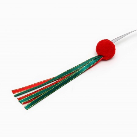 Domesticon-pitch "Ball with ribbons" on a wooden stick for cats, red,-2