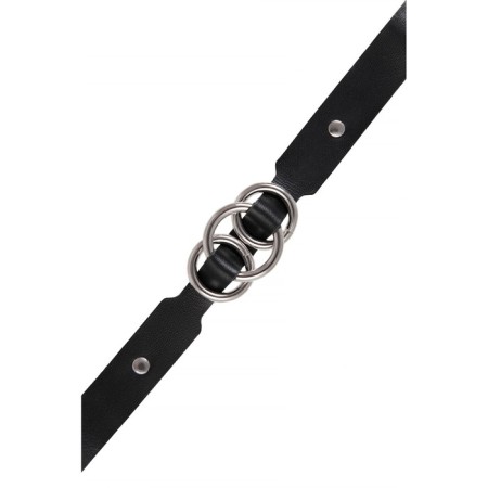 Pecado BDSM chocker, with tied rings, genuine leather, black-5