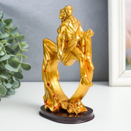 Polystone souvenir "Heart in love" Gold with red 15.5x10.5x6 cm-2