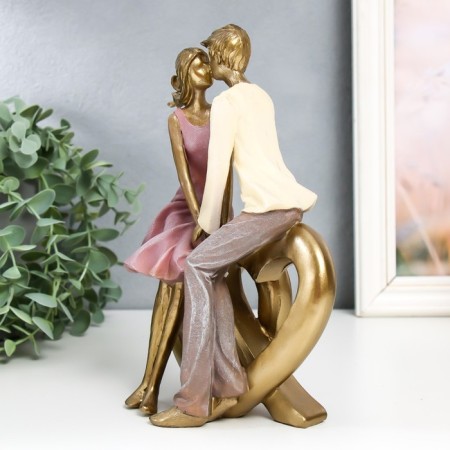 Souvenir Polystone "In love pair - a kiss on the heart" 9x17x22.5 cm-3