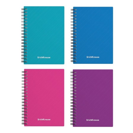 Notebook A6 (120 x 146 mm), 80 sheets in the cage on the crest Erichkrause "Glance Vivid", plastic cover, offset block, white 100%, mix