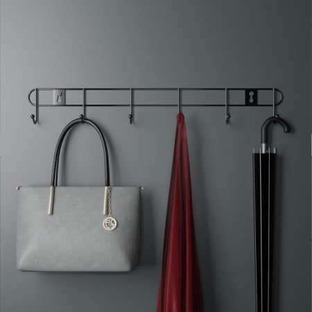 The hanger wall -mounted on 6 hooks of the share "Summer", 33 × 3.5 × 5 cm, silver color-3