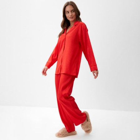 Women's pajamas (shirt, trousers) KAFTAN "Leopard", Red, p.40-42-2