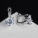 Earrings with bloom rhinestones, white color in silver